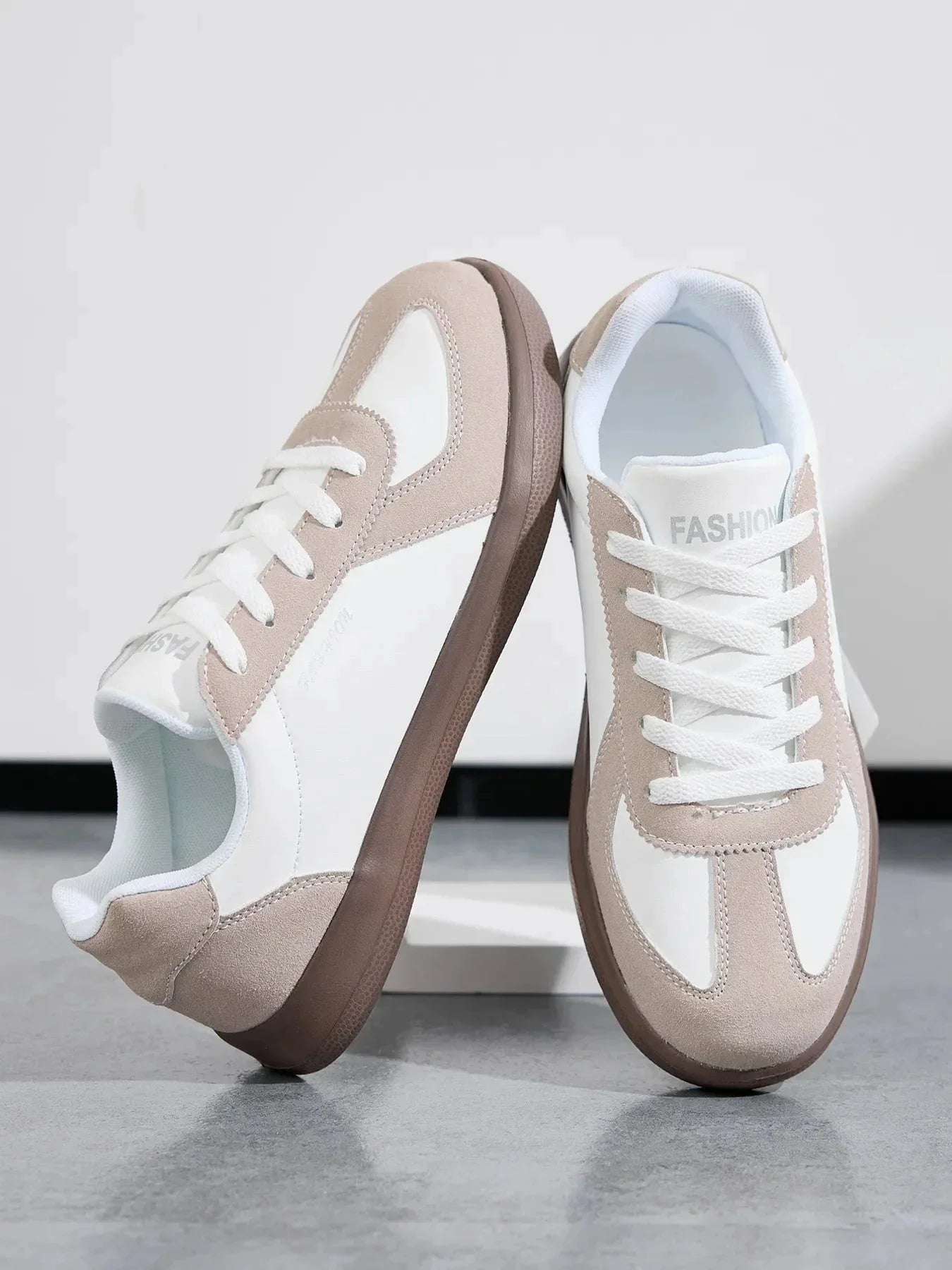 Contrast Lace - Up Casual Sneakers - VILLA FASHION